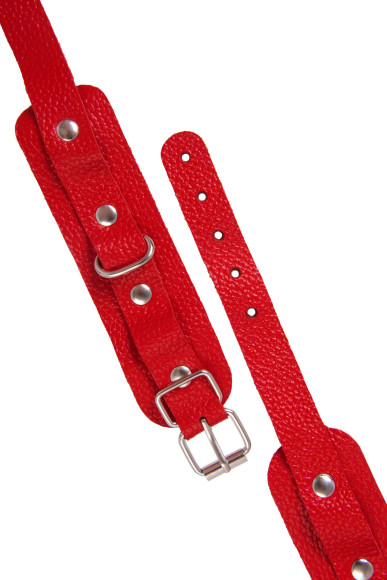 Красные кожаные узкие оковы со скруглёнными углами