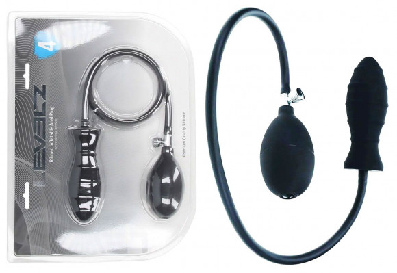 Черная анальная втулка с функцией расширения Ribbed Inflatable Silicone Anal Plug Черная анальная втулка с функцией расширения Ribbed Inflatable Silicone Anal Plug