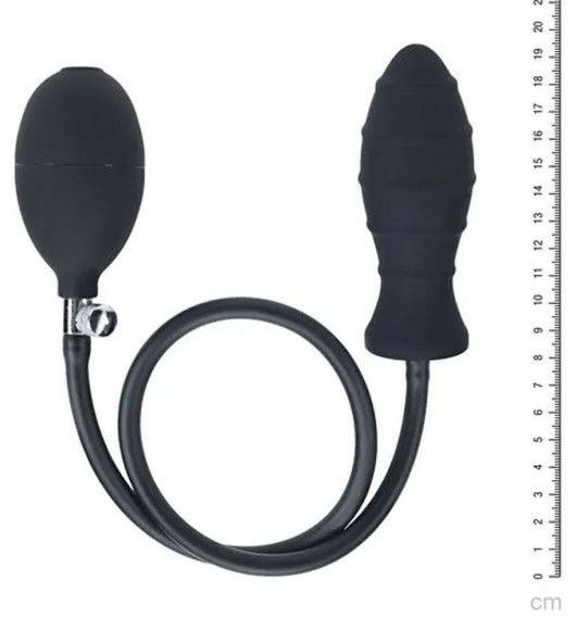 Черная анальная втулка с функцией расширения Ribbed Inflatable Silicone Anal Plug Черная анальная втулка с функцией расширения Ribbed Inflatable Silicone Anal Plug