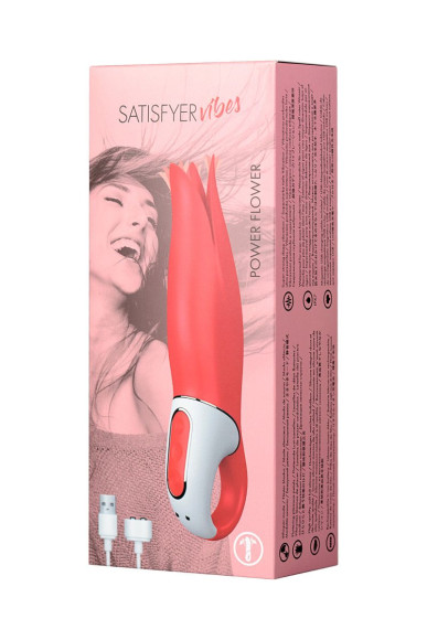 Красный вибратор Satisfyer Power Flower с лепестками - 18,8 см. Красный вибратор Satisfyer Power Flower с лепестками - 18,8 см.