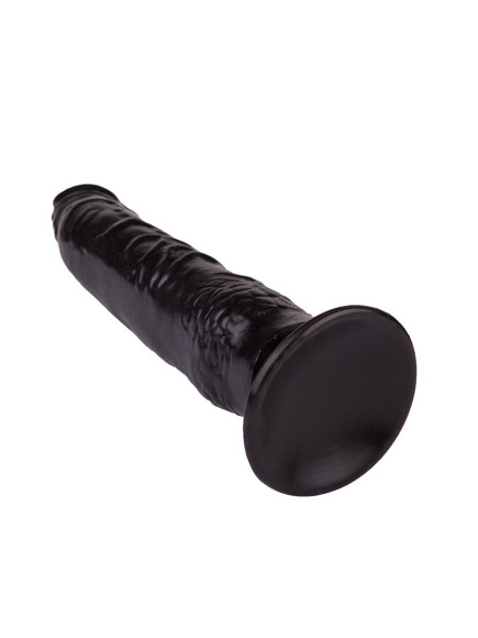 Фаллоимитатор на присоске из чёрного геля - 17 см. Фаллоимитатор на присоске из чёрного геля - 17 см.