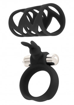 Набор чёрных насадок TICKLER BUNNY RING SET 