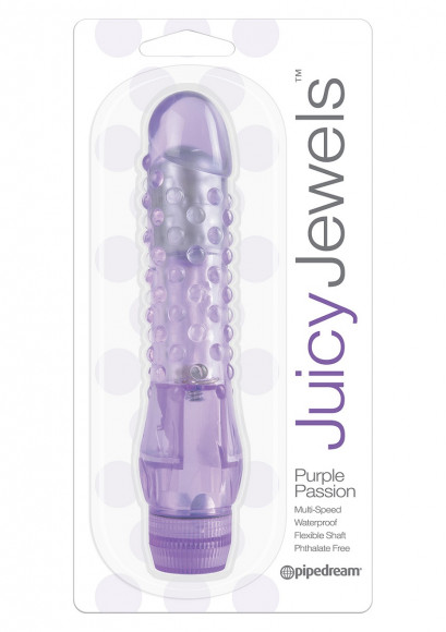 Фиолетовый вибратор с шишечками JUICY JEWELS - 16 см.