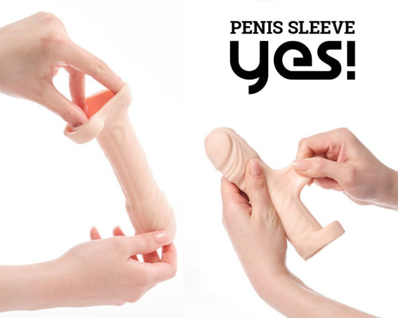 Телесная насадка-удлинитель со вставкой размера L - 16 см. Телесная насадка-удлинитель со вставкой размера L - 16 см.