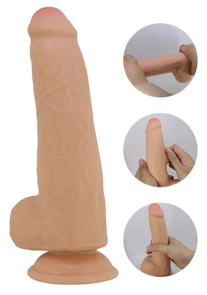 Телесный фаллоимитатор с подвижной кожей Draco - 23,3 см. Телесный фаллоимитатор с подвижной кожей Draco - 23,3 см.