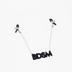 Зажимы на соски с кожаной подвеской BDSM