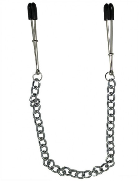 Зажимы для сосков с серебристой цепочкой