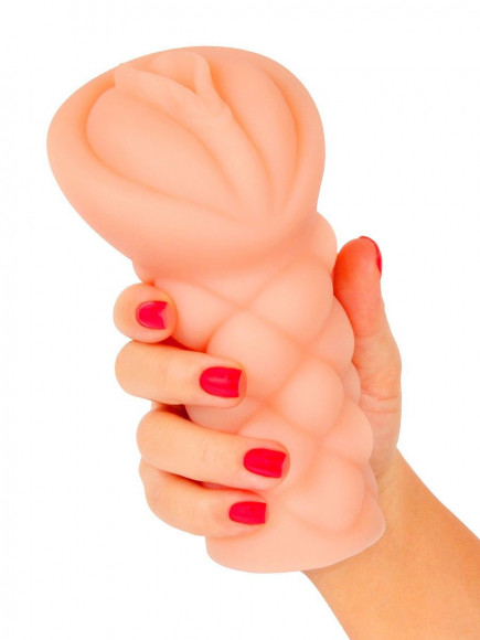 Телесный мастурбатор-вагина с вибропулей и эрекционными кольцами в комплекте