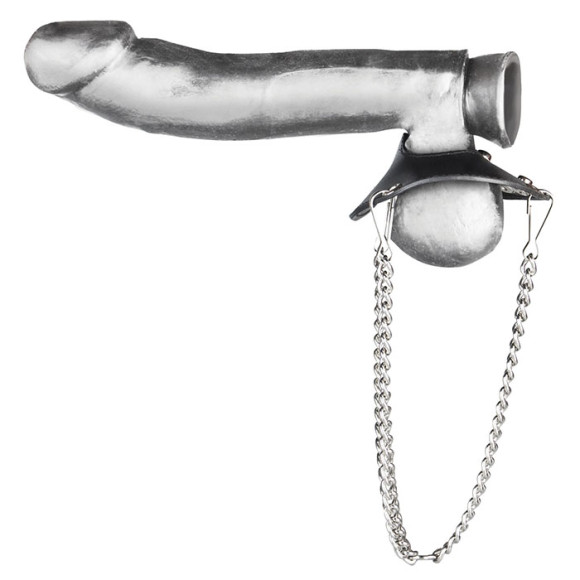 Утяжка для мошонки из искусственной кожи с цепочками PARACHUTE BALL STRETCHER Утяжка для мошонки из искусственной кожи с цепочками PARACHUTE BALL STRETCHER