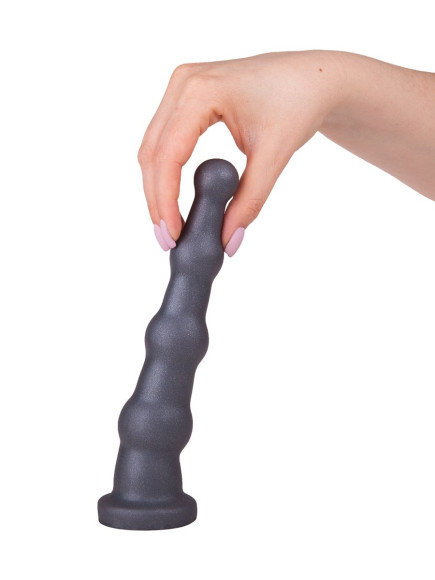 Анальная пробка платинового цвета с изгибом - 18 см. Анальная пробка платинового цвета с изгибом - 18 см.