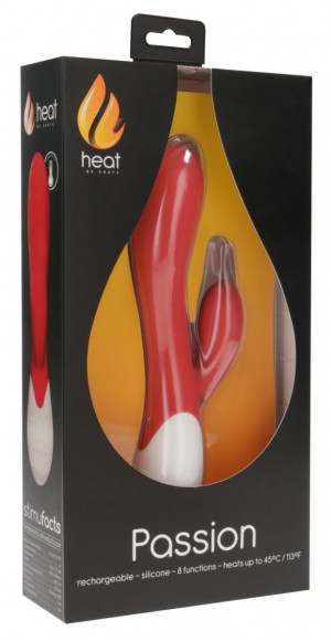 Красный вибратор-кролик Passion с функцией нагрева - 20 см. Красный вибратор-кролик Passion с функцией нагрева - 20 см.