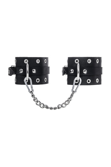 Черные кожаные однослойные оковы с люверсами Черные кожаные однослойные оковы с люверсами