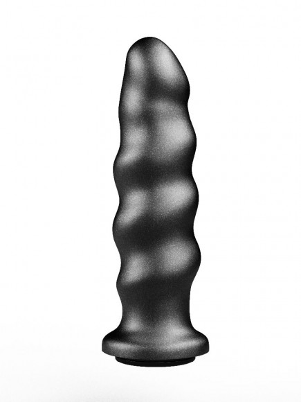 Черная насадка на трусики харнесс Platinum - 16 см.