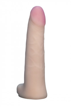 Телесная насадка харнесс из неоскин с мошонкой - 18 см.