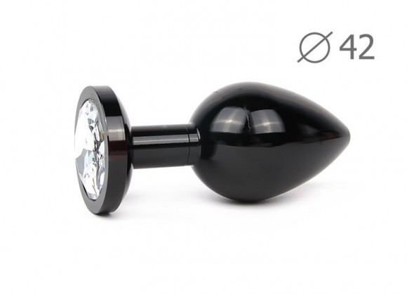 Коническая черная анальная втулка с прозрачным кристаллом - 9,3 см. Коническая черная анальная втулка с прозрачным кристаллом - 9,3 см.