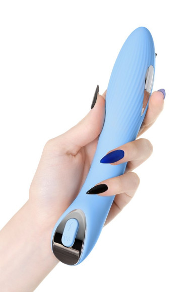 Голубой силиконовый вибратор с электростимуляцией TESLA G-POINT - 21 см. Голубой силиконовый вибратор с электростимуляцией TESLA G-POINT - 21 см.