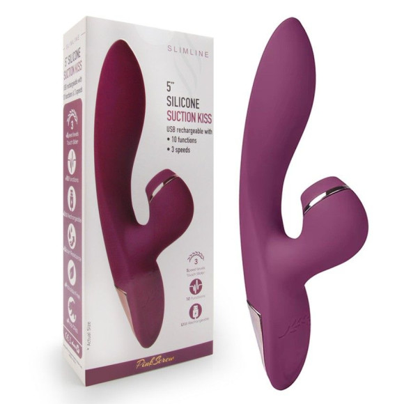 Сливовый вибратор-кролик с вакуумной стимуляцией 5’’ Silicone Suction Kiss - 20,3 см. Сливовый вибратор-кролик с вакуумной стимуляцией 5’’ Silicone Suction Kiss - 20,3 см.