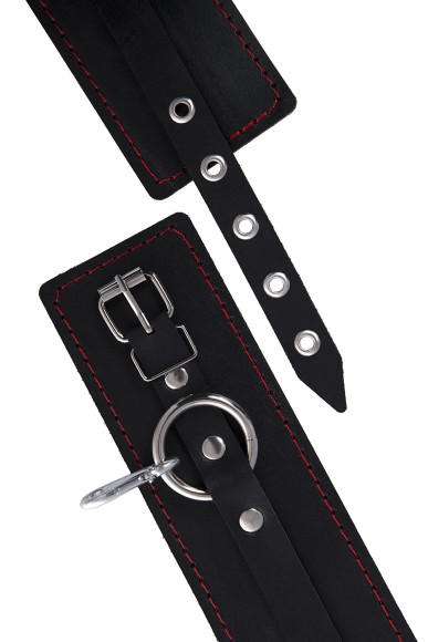 Черная распорка для ног с кожаными манжетами Черная распорка для ног с кожаными манжетами