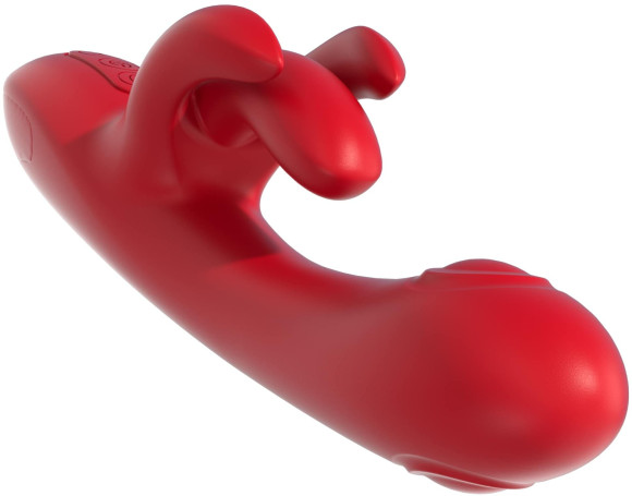 Красный вибратор-кролик Trio Bliss - 25 см. Красный вибратор-кролик Trio Bliss - 25 см.