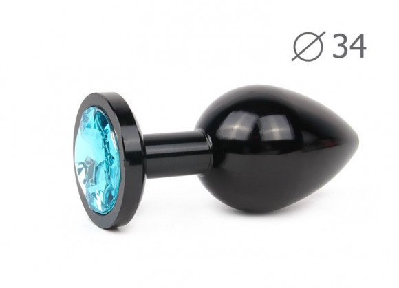 Коническая черная анальная втулка с голубым кристаллом - 8,2 см. Коническая черная анальная втулка с голубым кристаллом - 8,2 см.