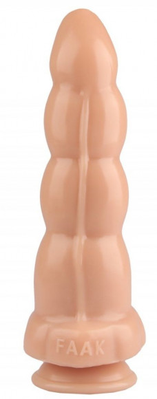 Телесный рельефный анальный фаллоимитатор - 22 см.