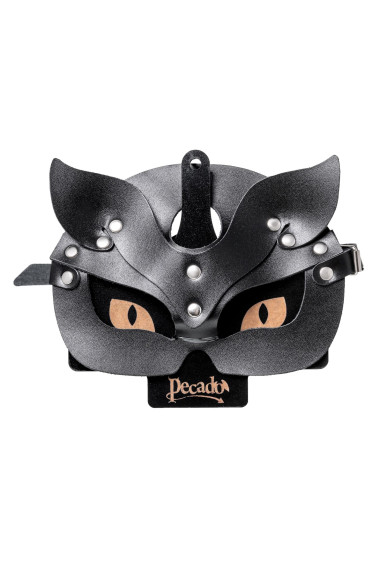 Черная кожаная рельефная маска кошки Черная кожаная рельефная маска кошки
