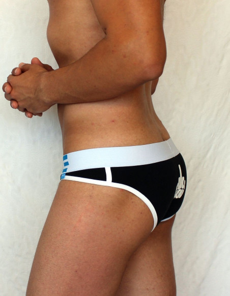 Черные трусы-слипы с провокационным принтом на задней части Черные трусы-слипы с провокационным принтом на задней части