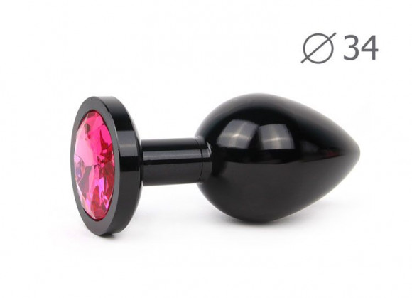 Коническая черная анальная втулка с малиновым кристаллом - 8,2 см. Коническая черная анальная втулка с малиновым кристаллом - 8,2 см.