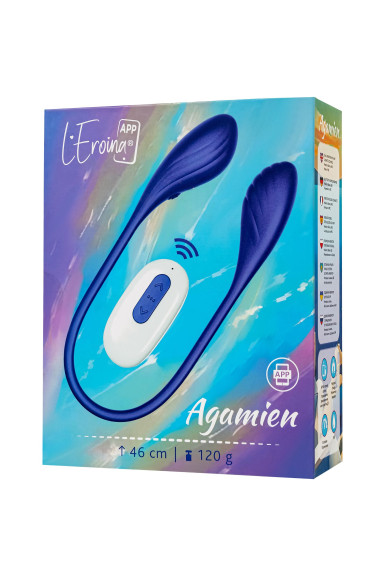 Синий двусторонний вибратор Agamien с управлением через приложение - 46 см. Синий двусторонний вибратор Agamien с управлением через приложение - 46 см.