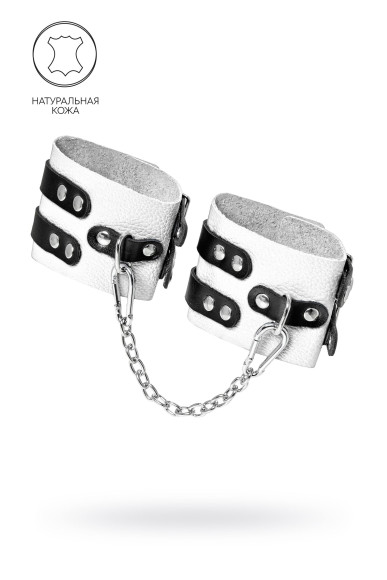 Бело-черные оковы с двумя ремешками и люверсами Бело-черные оковы с двумя ремешками и люверсами