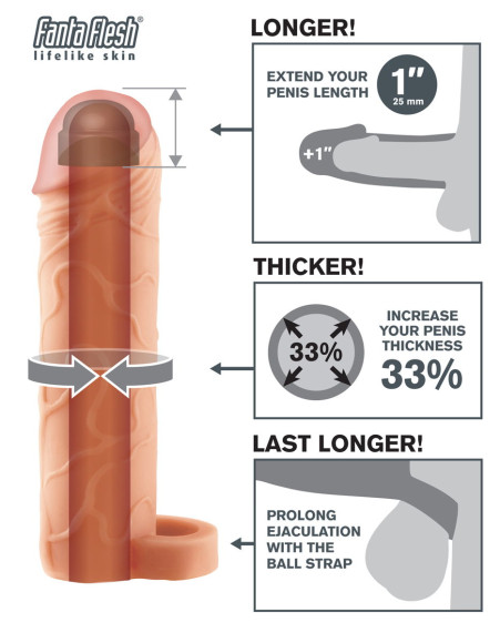 Телесная насадка с кольцом Perfect 1 Extension with Ball Strap - 17 см. Телесная насадка с кольцом Perfect 1 Extension with Ball Strap - 17 см.