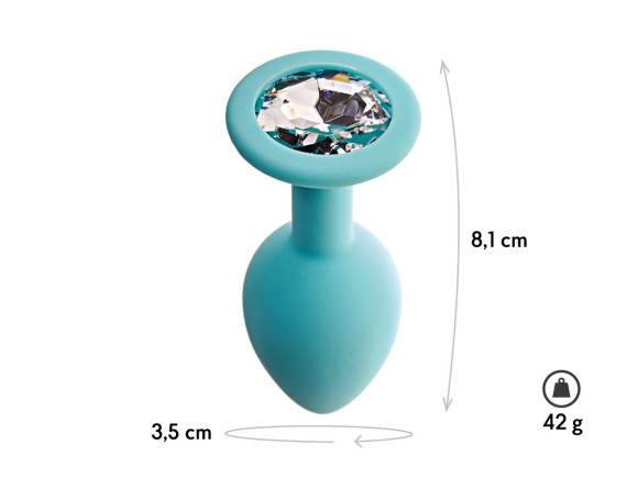 Аквамариновая анальная пробка с прозрачным кристаллом Gamma M - 8,1 см. Аквамариновая анальная пробка с прозрачным кристаллом Gamma M - 8,1 см.