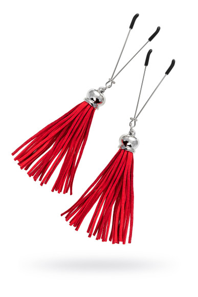 Зажимы на соски «Вилки» с красными кисточками из замши Зажимы на соски «Вилки» с красными кисточками из замши