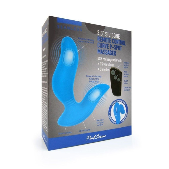 Синий вибромассажер простаты 3,5’’ Remote Control Curve P-spot Massager - 12 см. Синий вибромассажер простаты 3,5’’ Remote Control Curve P-spot Massager - 12 см.