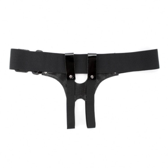 Черный лаковые унисекс-трусики для страпона Черный лаковые унисекс-трусики для страпона