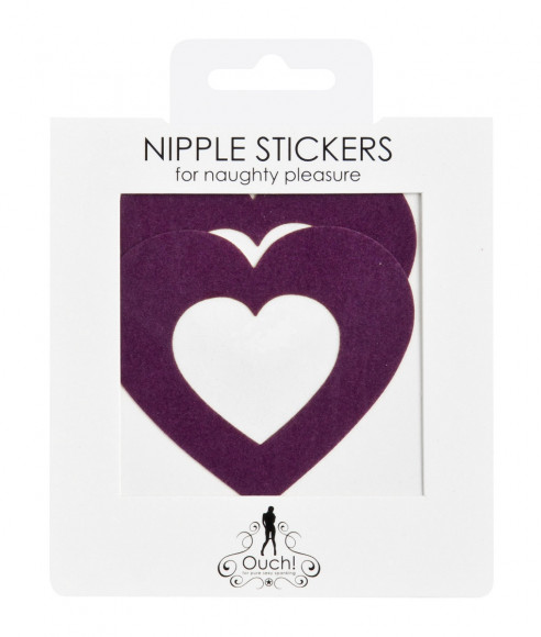 Фиолетовые пестисы на грудь в форме сердечек Фиолетовые пестисы на грудь в форме сердечек