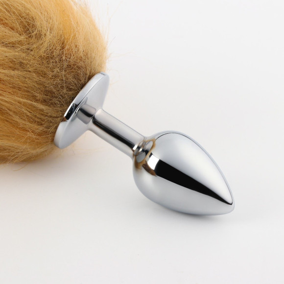 Серебристая анальная пробка с каштановым хвостом Серебристая анальная пробка с каштановым хвостом