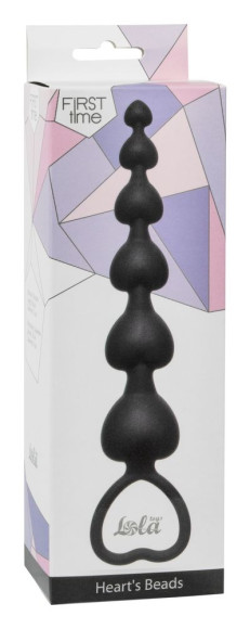 Чёрная анальная цепочка Heart s Beads Black - 18 см. Чёрная анальная цепочка Heart s Beads Black - 18 см.