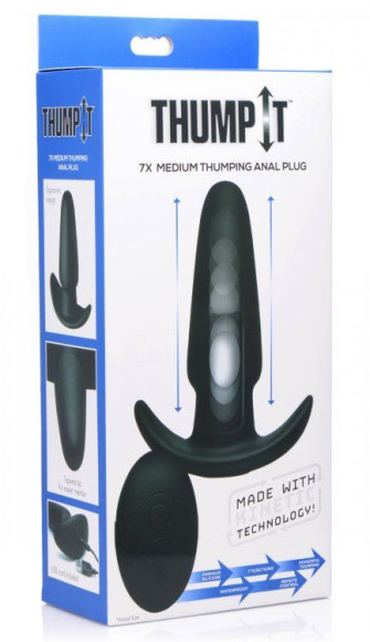 Черная анальная вибропробка Kinetic Thumping 7X Medium Anal Plug - 13,3 см. Черная анальная вибропробка Kinetic Thumping 7X Medium Anal Plug - 13,3 см.