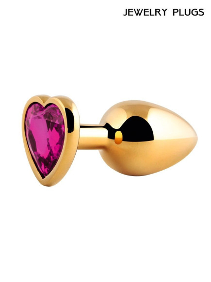 Золотистая анальная пробка с малиновым кристаллом - 9 см. Золотистая анальная пробка с малиновым кристаллом - 9 см.