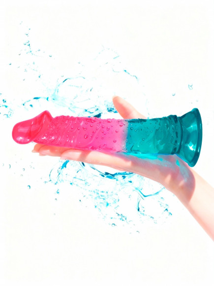 Яркий двухцветный фаллоимитатор с присоской