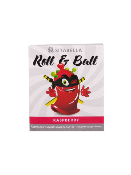 Стимулирующий презерватив-насадка Roll & Ball Raspberry Стимулирующий презерватив-насадка Roll & Ball Raspberry