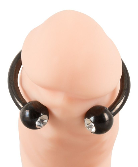 Черное металлическое кольцо под головку со стразами Glans Ring Черное металлическое кольцо под головку со стразами Glans Ring