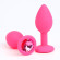 Розовая анальная пробка с кристаллом - 7,2 см.