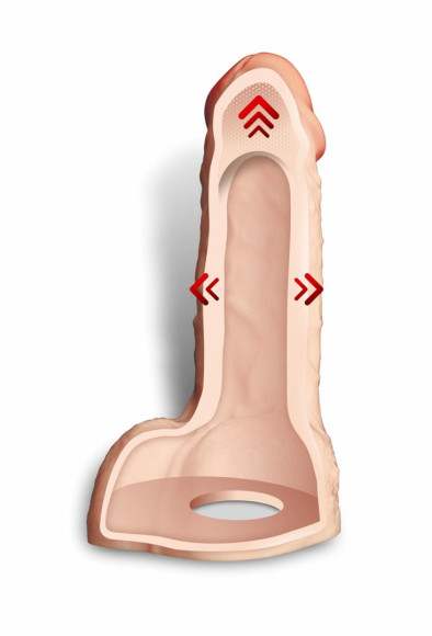 Телесный фаллоудлинитель с мошонкой Cock Next - 19 см.