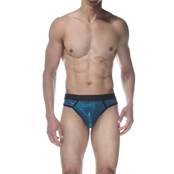 Синие блестящие мужские трусы-стринги Синие блестящие мужские трусы-стринги