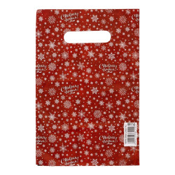 Красный подарочный новогодний пакет с вырубной ручкой (20х30 см)