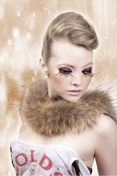 Коричнево-золотые ресницы-перья