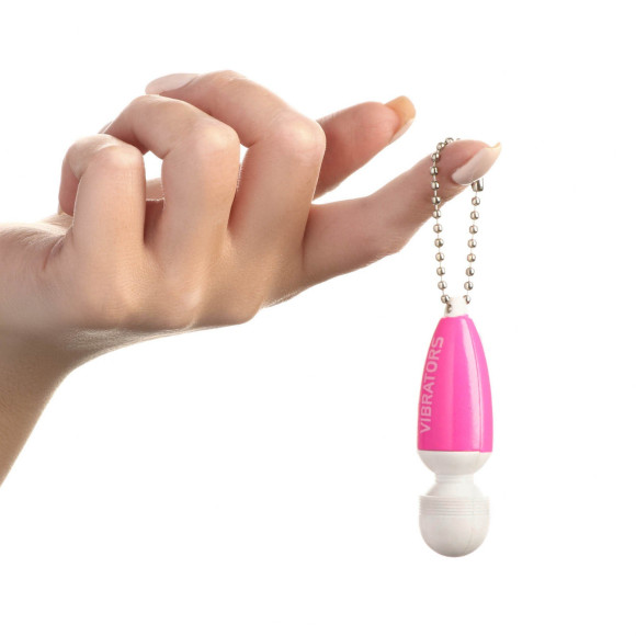 Бело-розовый вибратор-брелок - 5 см. Бело-розовый вибратор-брелок - 5 см.
