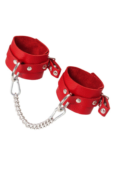 Красные мягкие кожаные оковы с люверсами